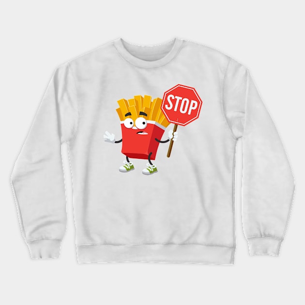 cartoon paper packaging french fries potatoes mascot Crewneck Sweatshirt by VizRad